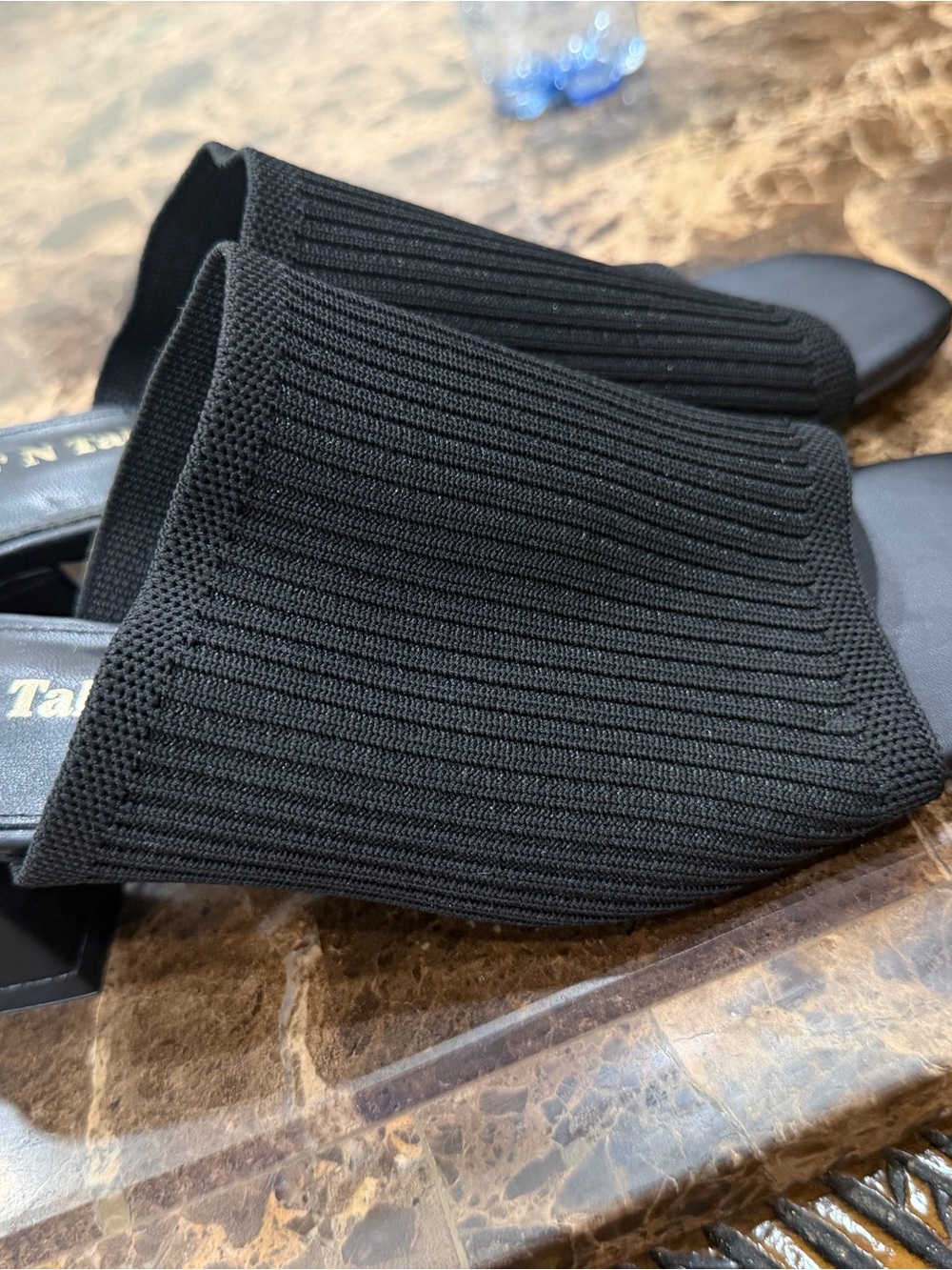 Black Knit Slide Sandals - shoe N’Tale